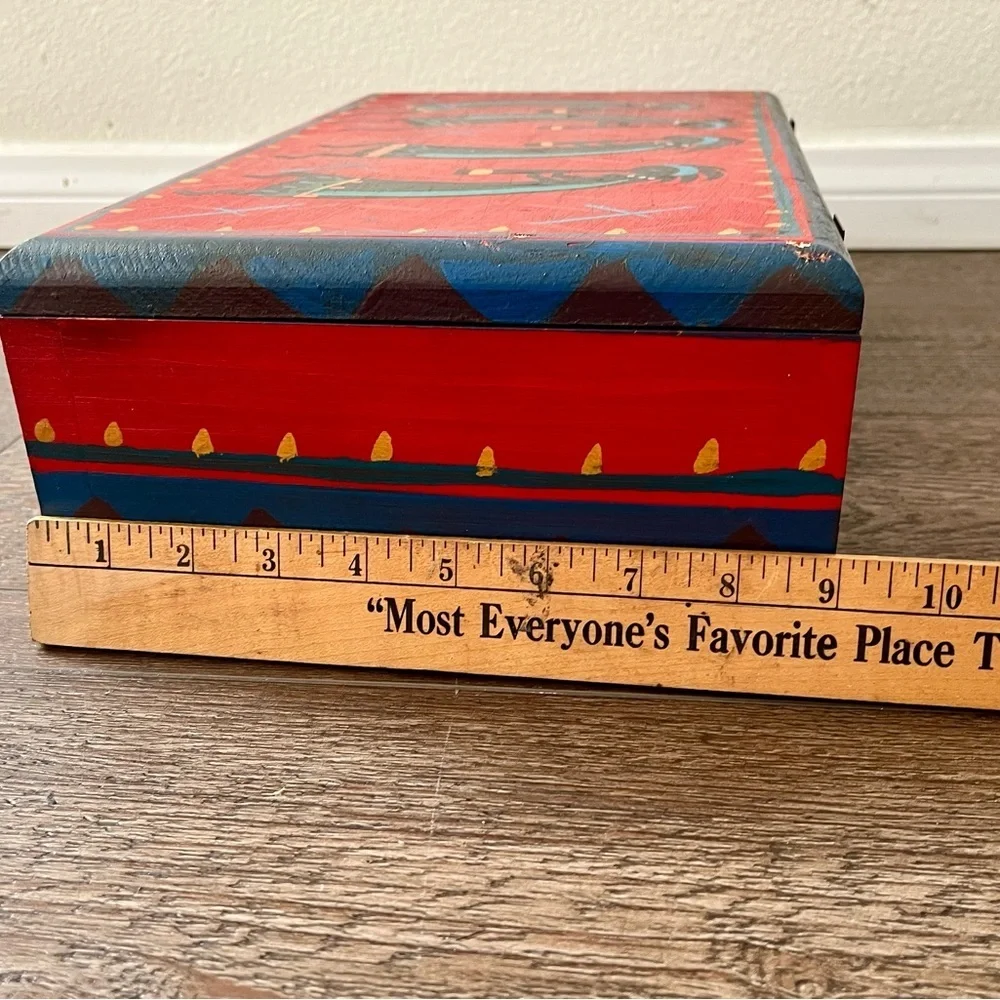 Wooden Colorful Decorative Box with Tribal Design